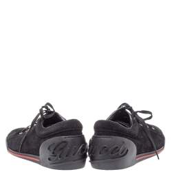 مملوكة مسبقًا Gucci Black Suede Logo Embellished Low Top Sneakers Size 45