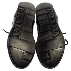 مملوكة مسبقًا حذاء رياضى برادا منخفض من أعلى جلد أسود مقاس 41.5 