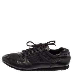 مملوكة مسبقًا حذاء رياضى برادا منخفض من أعلى جلد أسود مقاس 41.5 