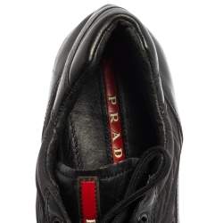 مملوكة مسبقًا حذاء رياضى برادا منخفض من أعلى جلد أسود مقاس 41.5 