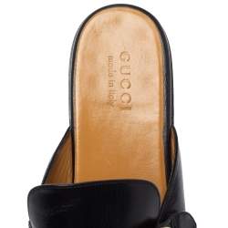 Gucci Black Leather Princetown GG Web Mules Size 45