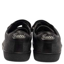 Pre Owned Gucci Black GG Supreme Canvas And Leather Double Velcro Ace Sneakers Size 41.5
