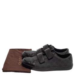 Pre Owned Gucci Black GG Supreme Canvas And Leather Double Velcro Ace Sneakers Size 41.5