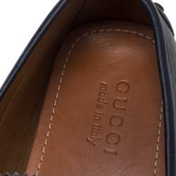 مملوكة مسبقًا Gucci Blue Leather Penny Slip On Loafers Size 42.5