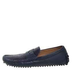 Gucci Blue Leather Penny Slip On Loafers Size 42.5