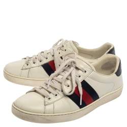 Gucci White Leather Ace Low Top Sneakers Size 39.5
