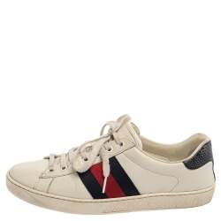 Gucci White Leather Ace Low Top Sneakers Size 39.5