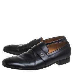 Gucci Black Leather Slip On Loafers Size 43.5