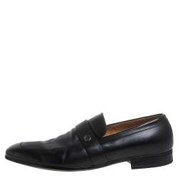 Gucci Black Leather Slip On Loafers Size 43.5