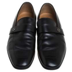 Gucci Black Leather Slip On Loafers Size 43.5