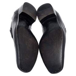 Pre Owned Gucci Black Leather Slip On Loafers Size 43.5