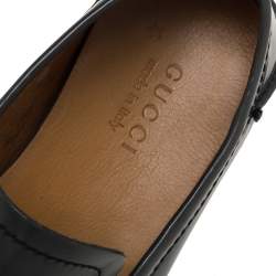 Pre Owned Gucci Grey Leather Bamboo Horsebit Slip On Loafers Size 43