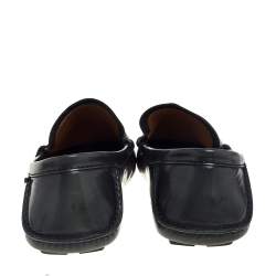 Pre Owned Gucci Grey Leather Bamboo Horsebit Slip On Loafers Size 43