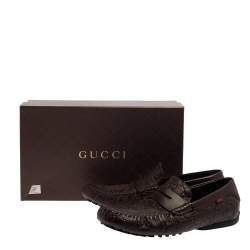 Gucci Brown Guccissima Leather Penny Loafers Size 43