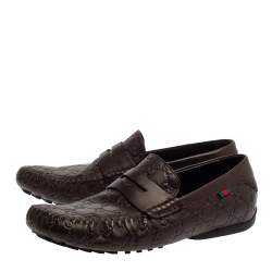 Gucci Brown Guccissima Leather Penny Loafers Size 43