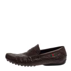 Gucci Brown Guccissima Leather Penny Loafers Size 43