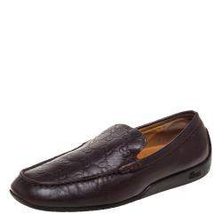 Gucci Dark Brown Guccissima Leather Slip On Loafers Size 39.5