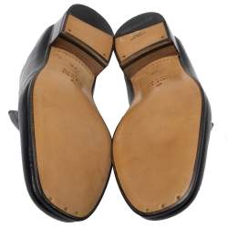 Pre Owned Gucci Black Leather Horsebit Quentin Slip On Loafers Size 41.5