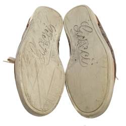 Pre Owned Gucci Brown/Beige GG Supreme Canvas And Suede Leather Low Top Sneakers Size 46