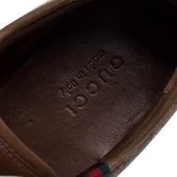 Pre Owned Gucci Brown/Beige GG Supreme Canvas And Suede Leather Low Top Sneakers Size 46