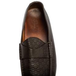 Gucci Brown Leather Guccissima Loafers Size 43