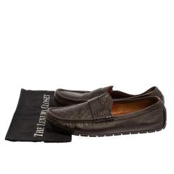 Gucci Brown Leather Guccissima Loafers Size 43