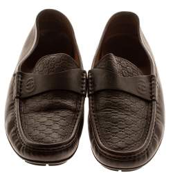 Gucci Brown Leather Guccissima Loafers Size 43