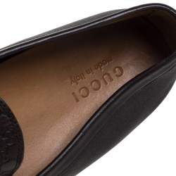 Pre Owned Gucci Dark Brown Micro Guccissima Leather Slip On Loafers Size 44
