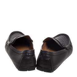 Pre Owned Gucci Dark Brown Micro Guccissima Leather Slip On Loafers Size 44