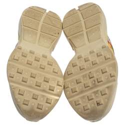 مملوكة مسبقًا Gucci Off White Leather Rhyton GG Square Logo Low Top Sneakers Size 41.5