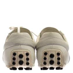 مملوكة مسبقًا حذاء رياضي غوتشي منخفض من أعلى مزين ويب رباط علوي جلد أبيض مقاس 43