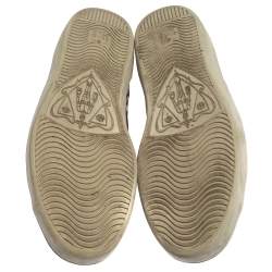 Pre Owned Gucci Black/Blue Canvas And Leather Web Sneakers Size 41