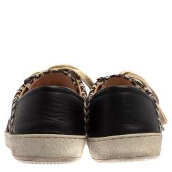 Pre Owned Gucci Black/Blue Canvas And Leather Web Sneakers Size 41