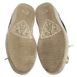 Gucci Blue Velvet And Leather Web Ace Sneakers Size 41.5