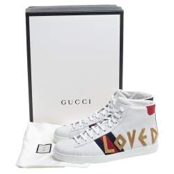 مملوكة مسبقًا Gucci White Leather Loved New Ace High Top Sneakers Size 43