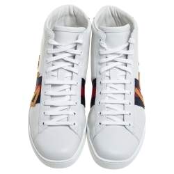مملوكة مسبقًا Gucci White Leather Loved New Ace High Top Sneakers Size 43