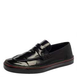 Pre Owned Gucci Black Patent Leather Loafers Size 40.5
