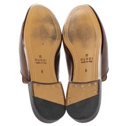 Pre Owned Gucci Brown Leather Princetown Horsebit Mules Size 42