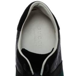 Gucci Black Guccissima Leather And Suede Lace Up Sneakers Size 41.5