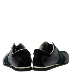 Gucci Black Guccissima Leather And Suede Lace Up Sneakers Size 41.5
