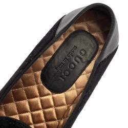 Pre Owned Gucci Black Guccissima Velvet And Leather Loafers Size 41