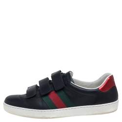 Gucci Black Leather Ace Velcro Sneakers Size 41