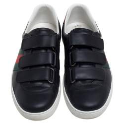 Gucci Black Leather Ace Velcro Sneakers Size 41