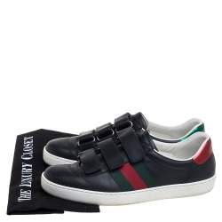 Gucci Black Leather Ace Velcro Sneakers Size 41