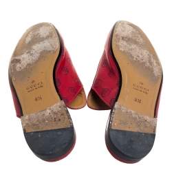 Pre Owned Gucci Red GG Ghost Print Leather Princetown Horsebit Mules Size 42.5