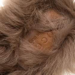 Pre Owned خذاء سلايد غوتشي برينس تاون جي جي ويب مبطن فرو وجلد بني مقاس 41