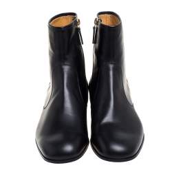Gucci Black Leather Zipper Detail  Boots  Size 41