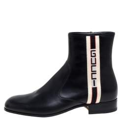 Gucci Black Leather Zipper Detail  Boots  Size 41