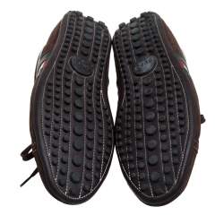 Pre Owned حذاء رياضي غوتشي سويدي بني ويب بعنق منخفض مقاس 44