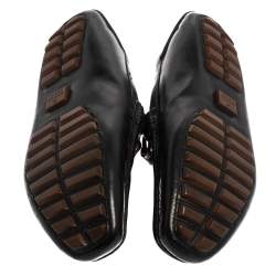 Gucci Black Leather Bamboo Horsebit Slip On Loafers Size 43.5